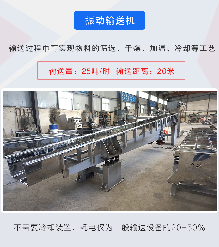 輸送過程中可實現(xiàn)物料的篩選、干燥、加溫、冷卻等工藝